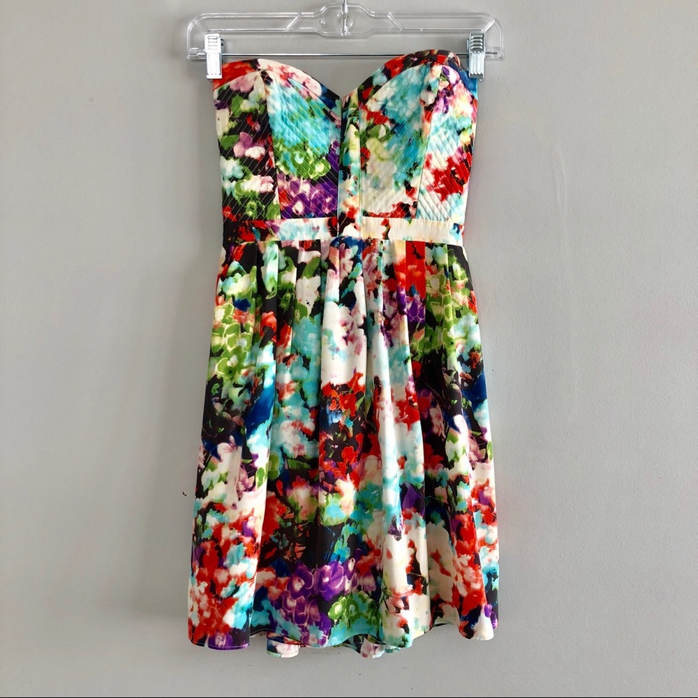 ❌sold❌Parker NY silk floral strapless dress XS